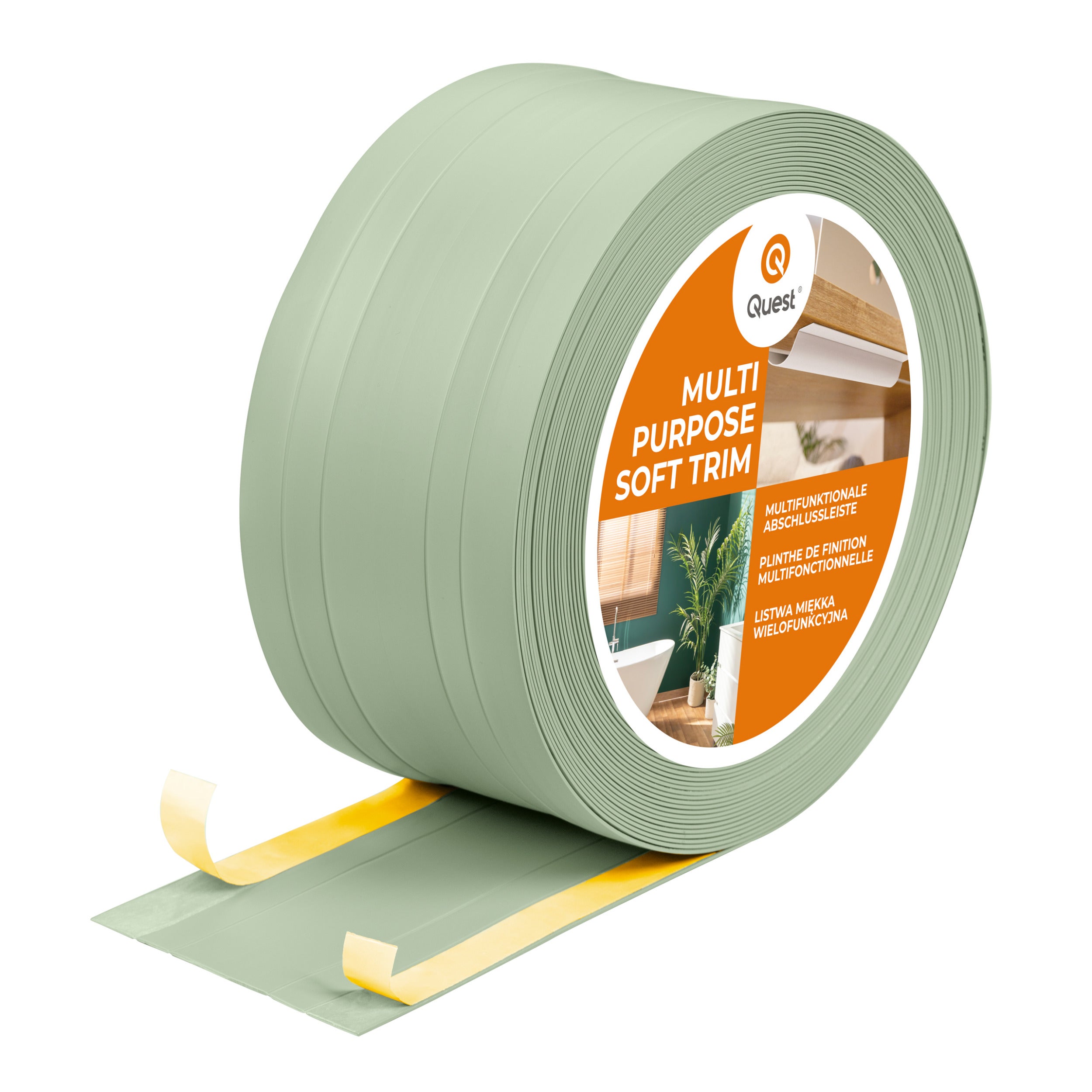 Listwa wykończeniowa PVC 4w1 samoprzylepna 110 mm - elastyczna, uniwersalna - 25 m, jasnozielona