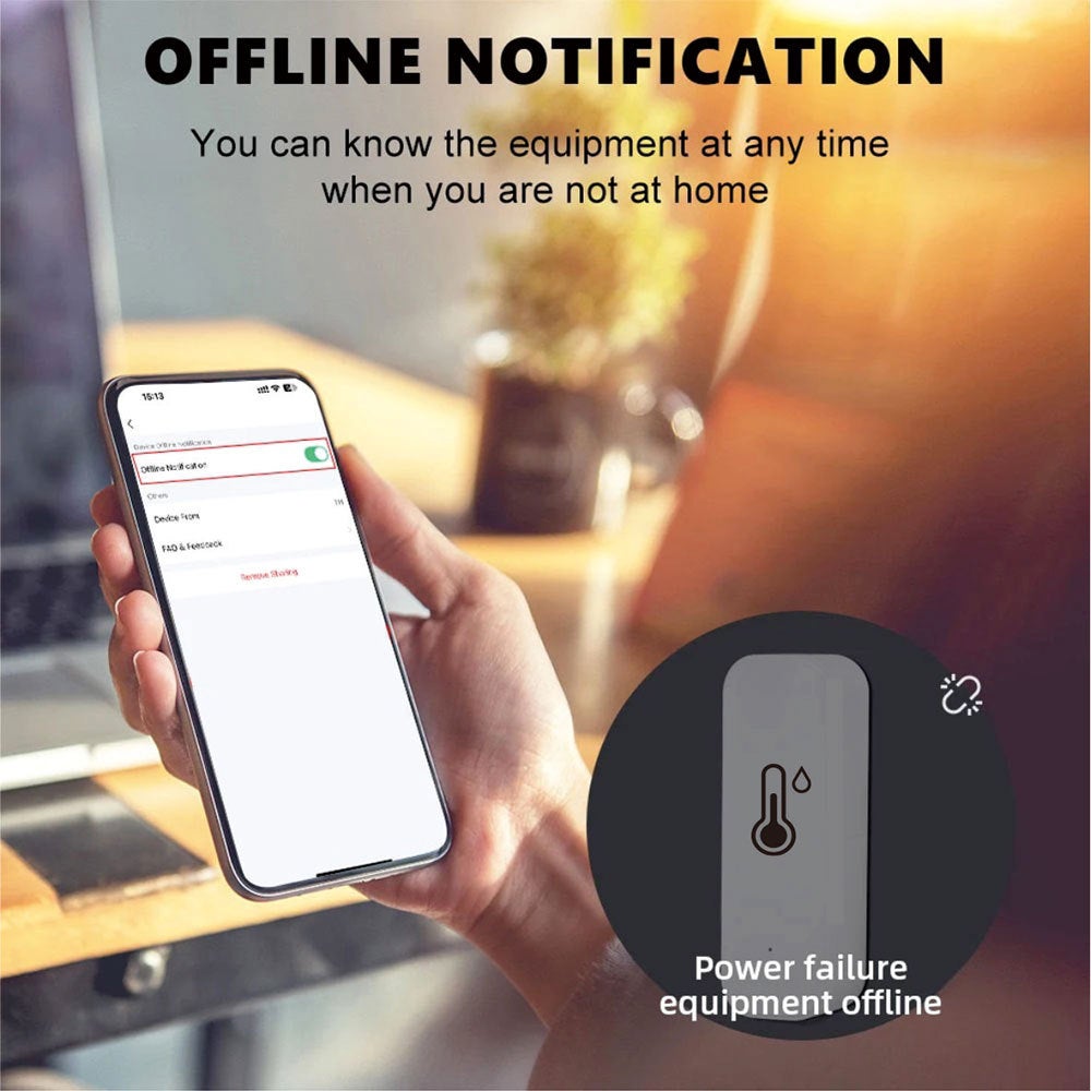 Lot de 4 capteurs de thermomètre hygromètre WiFi, capteur d'humidité de température sans fil avec alerte de notification d'application à distance - 8
