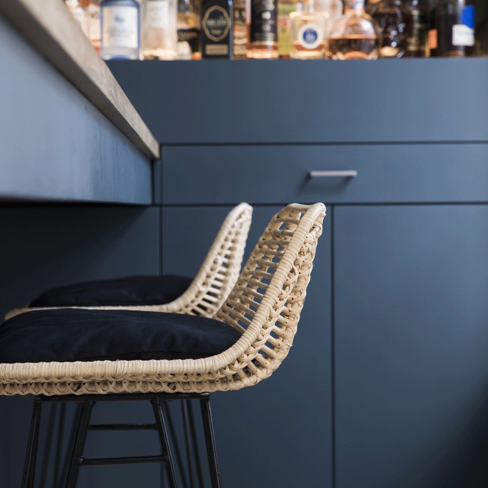 Capurgana - Lot de 2 chaises de bar design en rotin H67cm - Naturel - 5