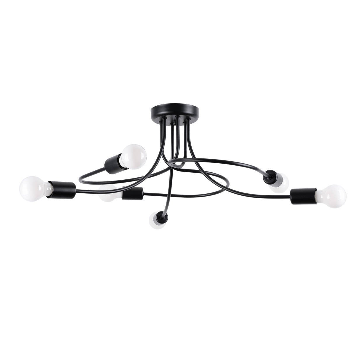 Lampa sufitowa wisząca Levar czarna 6xE27x15W industrialna wym: 29 x 69 x 66 cm metal Sollux Lighting