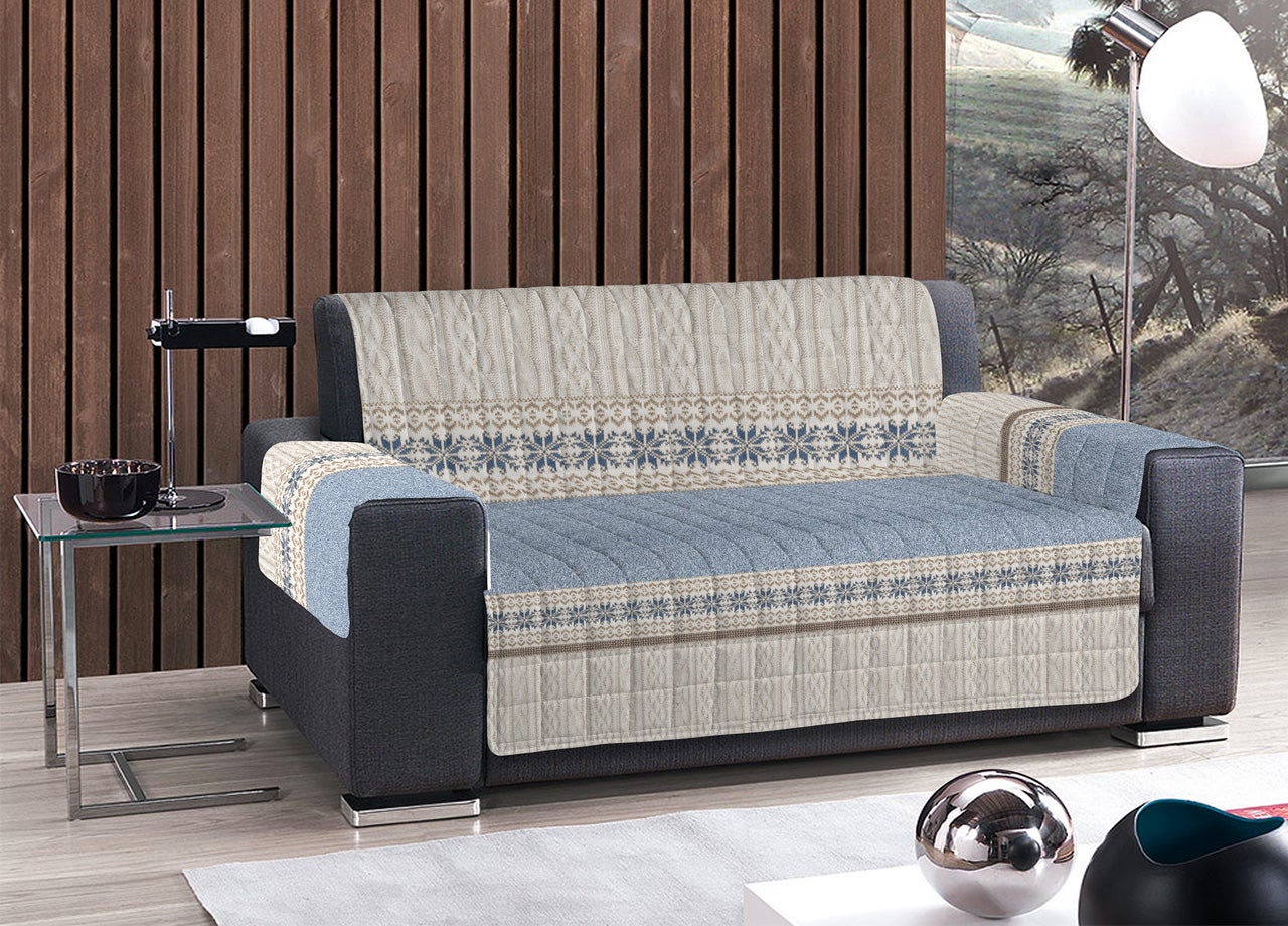 Copridivano Con Penisola Textilhome Copridivano 3 Posti Con Penisola Destro Adele U2013 Trapuntato Reversibile Universale Beige | Copri Divano Angolare 200 Cm, Salvadivano Antigraffio Per Gatti, Antimacchia Telo Divano - Foto 3