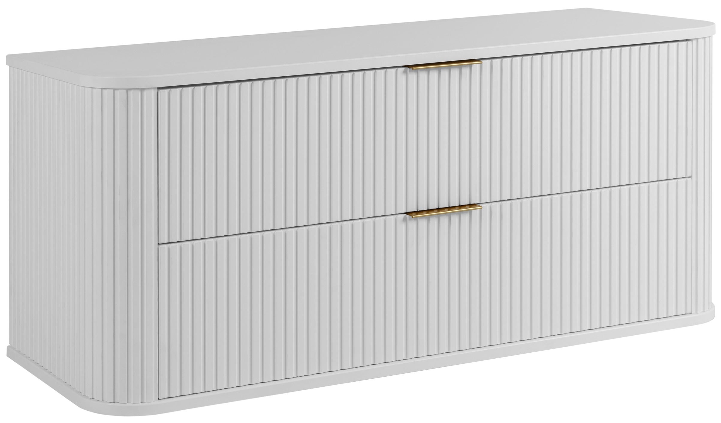 Szafka łazienkowa GLAMOUR 120 cm BIAŁA wisząca ryflowana 2 szuflady SOFT CLOSE + 2 kolory uchwytów