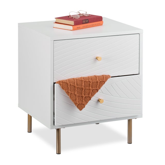 Comodino Sospeso SIAMZYWV | Cassetti Legno Massello | Per Camera Da Letto E Bagno Bianco