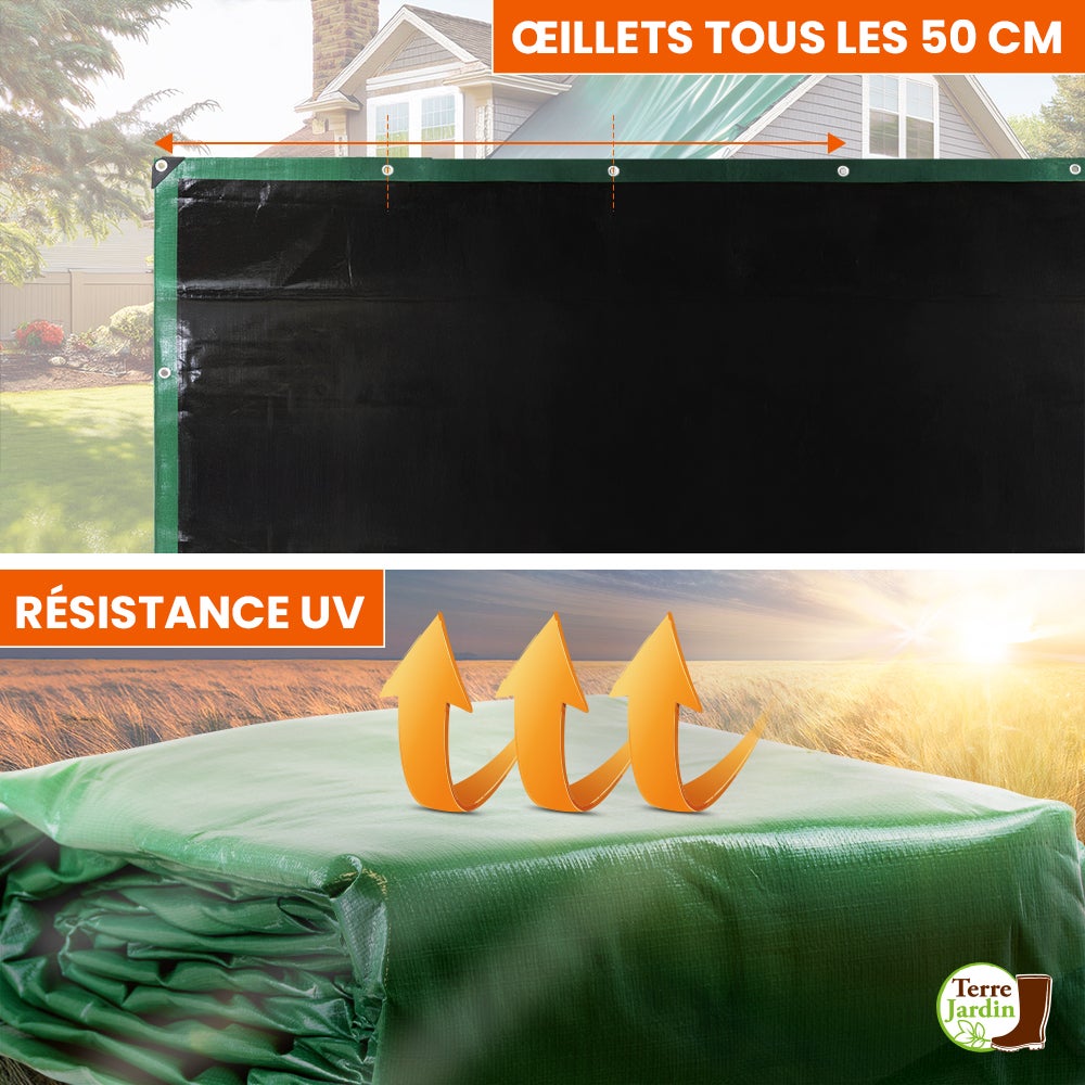 Bâche de Protection Extérieur - Bâche Résistante, Polyéthylène 240 g/m², Anti UV - 6 x 10 - Vert - 4