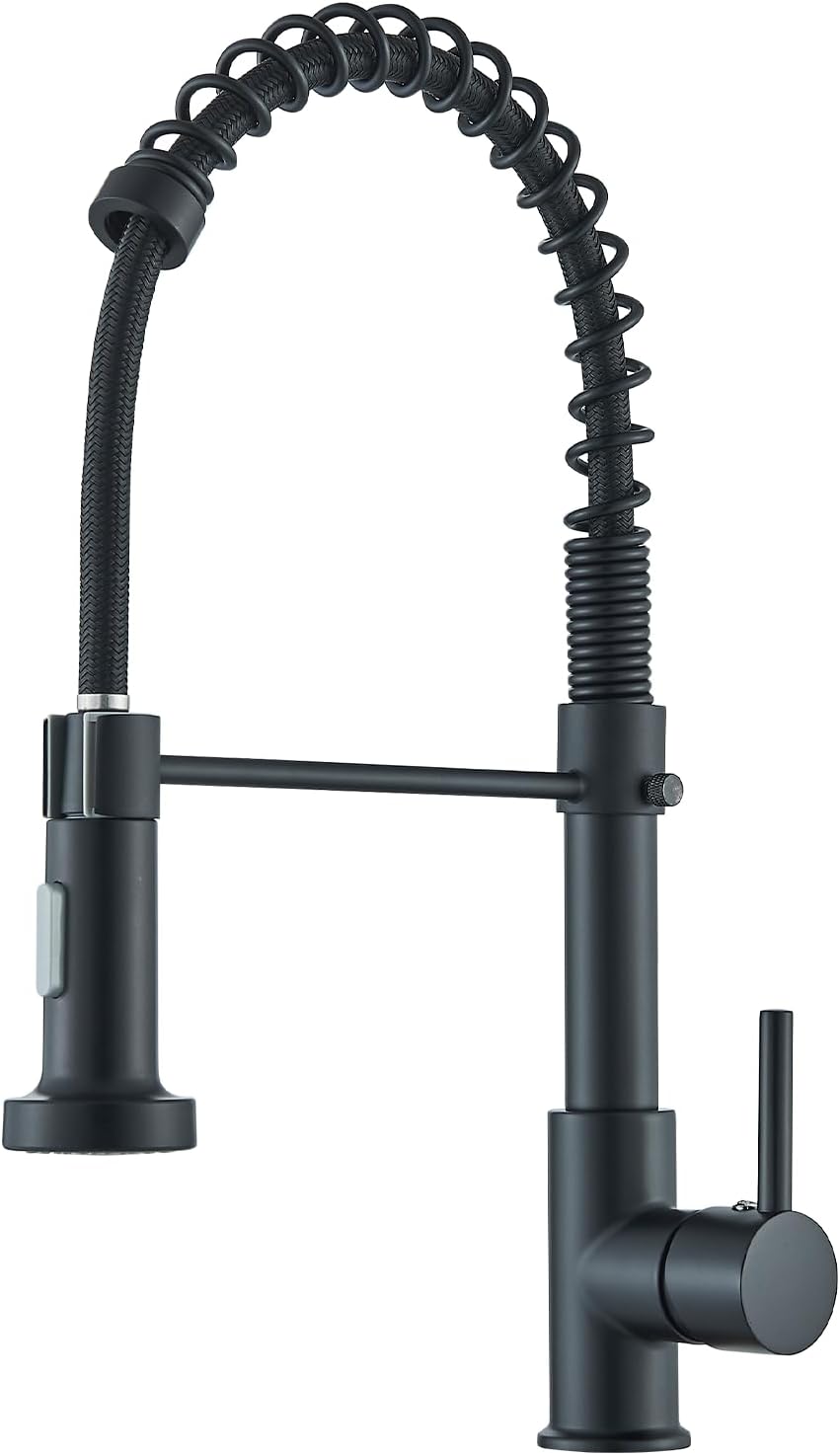 Czarny kran kuchenny, obrotowy kran mieszający 360°, kran zlewozmywakowy, wyciągana wylewka prysznicowa