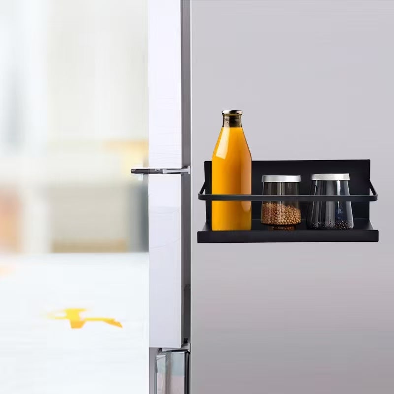 Étagères de Rangement Magnétiques pour Réfrigérateur Lot de 2, Support de Cuisine Sans Perçage en Métal, Solide et Durable, Ensemble Noir & Blanc - 4