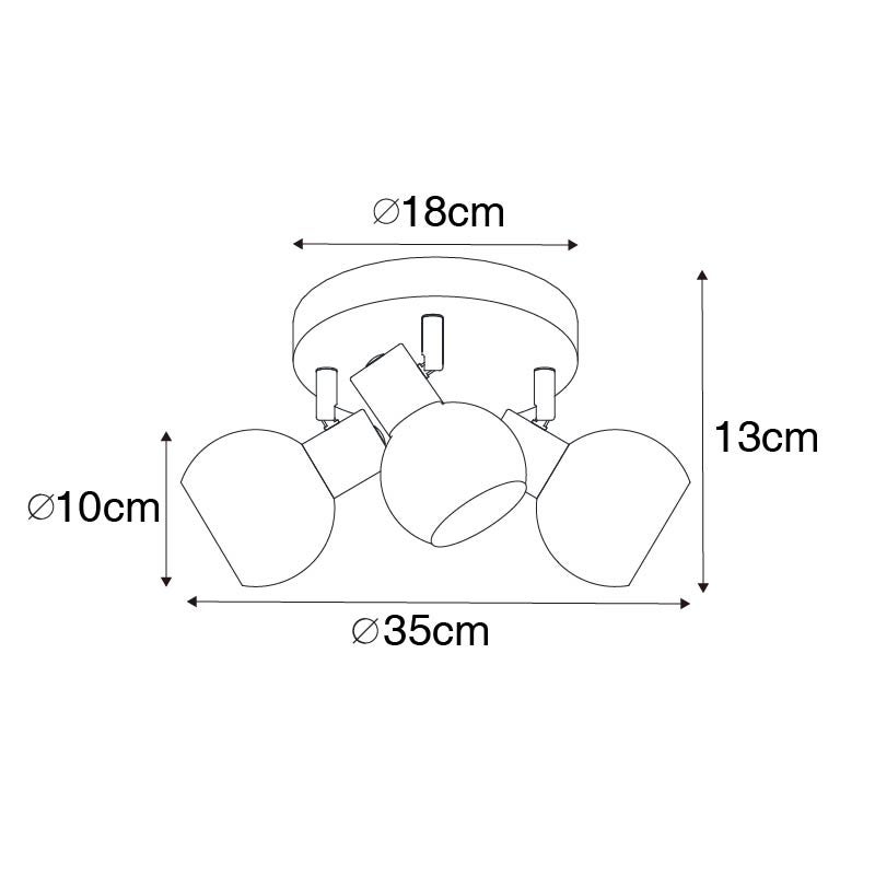 Plafonnier spot noir avec verre fumé 3 lumières - Vidro - 3