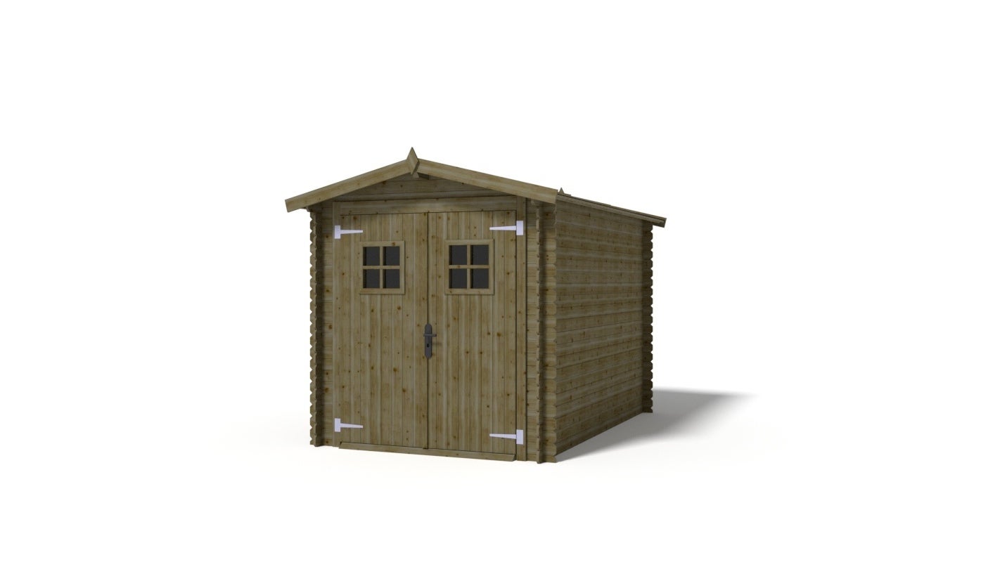 Abri de jardin en bois - 6m2 - 2x3m - Traité - Ep. 19mm - Couleur: vert