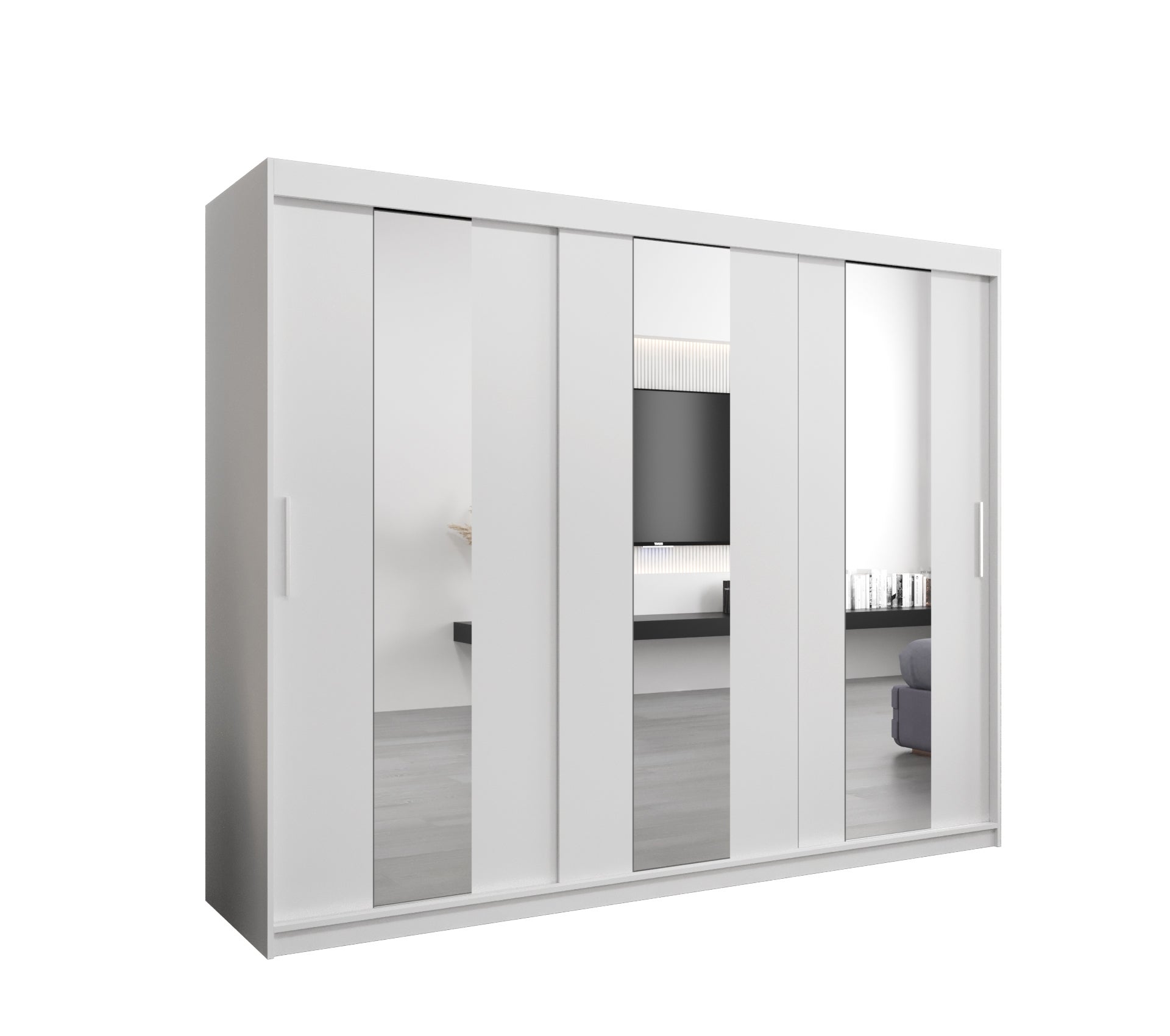 Szafa przesuwna garderoba POLE 250 x 62 x 200 cm Biały - Abiks Meble