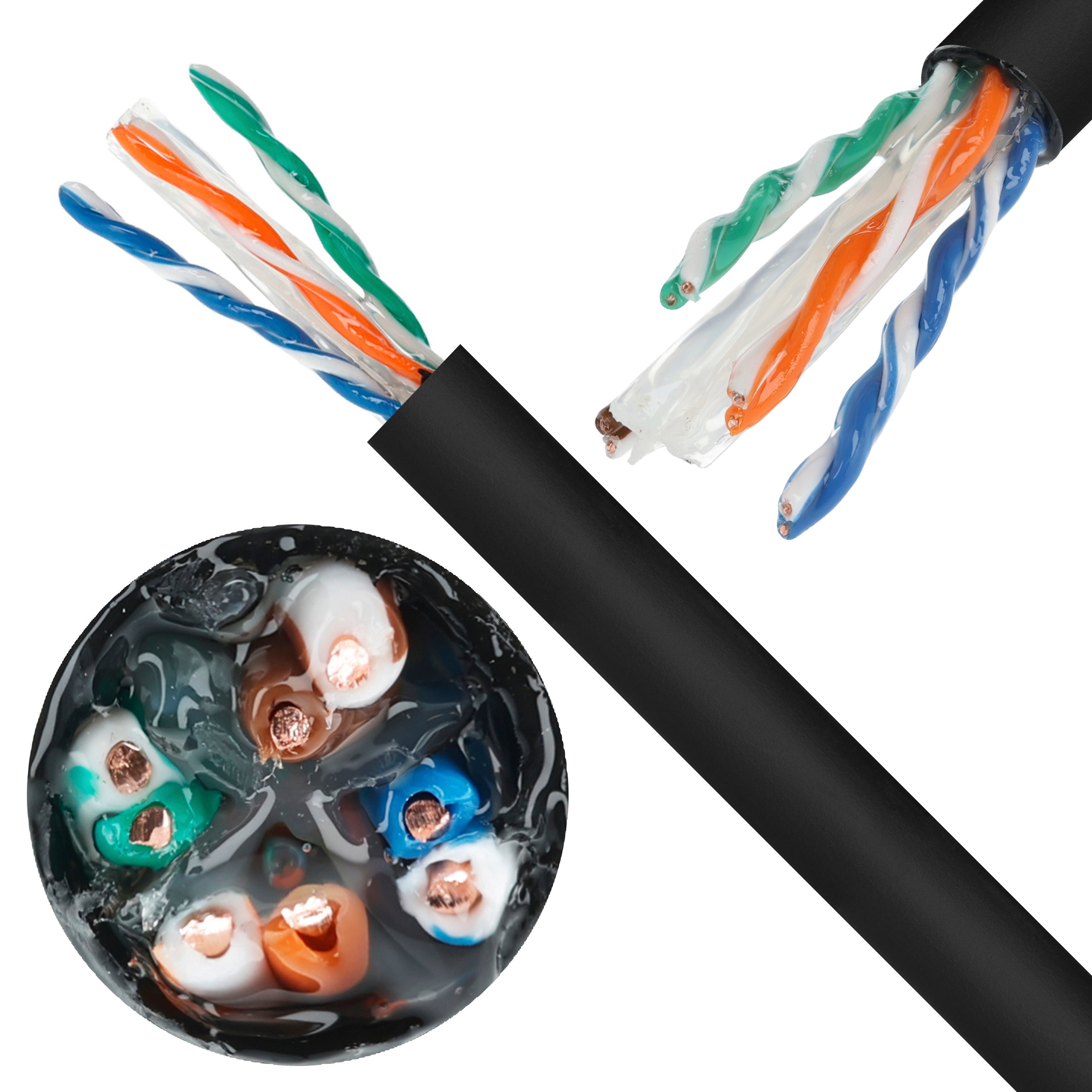 NEKU Kabel sieciowy Skrętka U/UTP kat.6 250MHz zewnętrzny żelowany ZIEMNY 50m