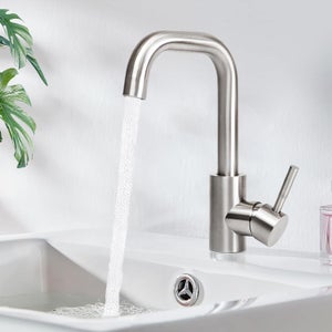 ZMH Grifo para Lavabo Acero Inoxidable Giratorio 360° Agua Fría