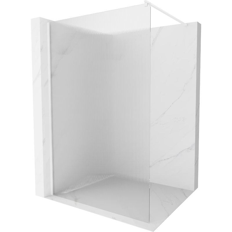 Mexen Kioto ścianka prysznicowa Walk-in 90 x 200 cm, prążki 8 mm, biała - 800-090-101-20-09