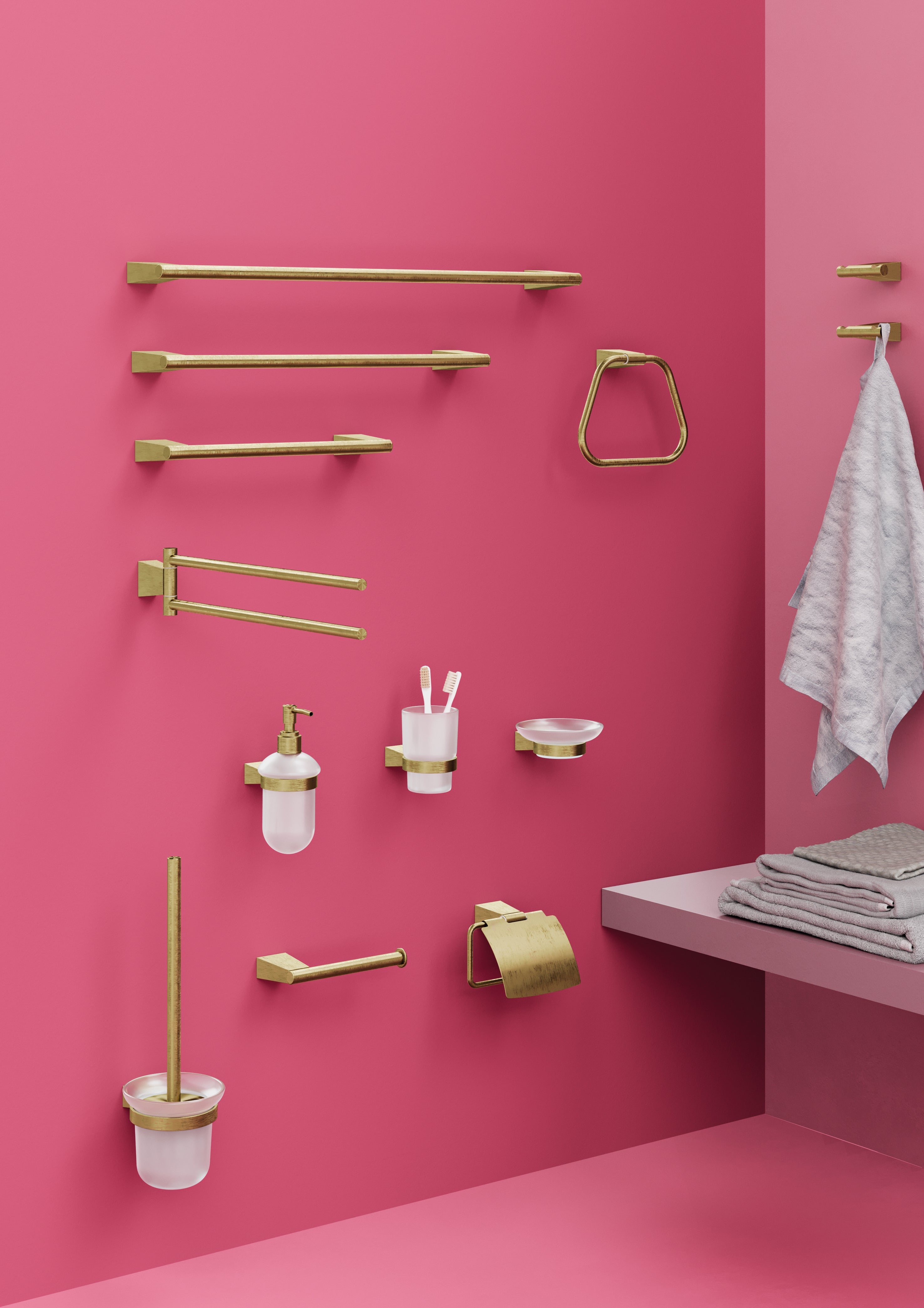 Porte-brosse à dents mural en acier inoxydable et Cromall TN10 Gedy série TONALE Matt Gold - 2