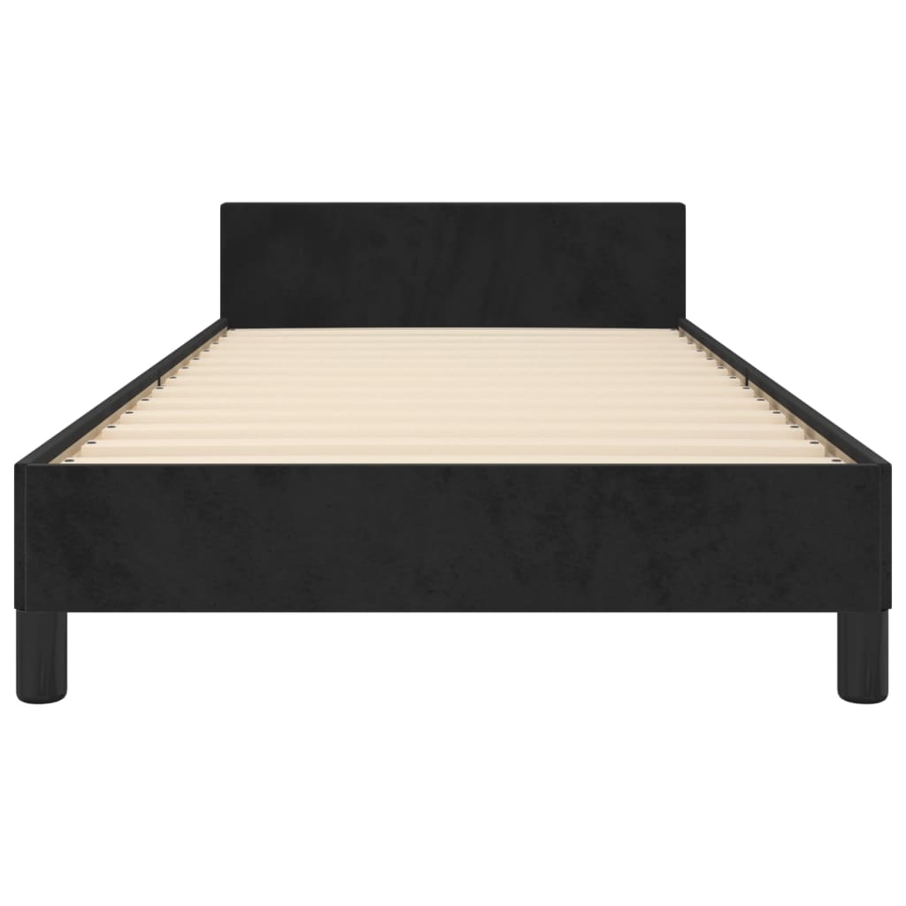 Cadre de lit sans matelas noir 100 x 200 cm en velours - 6