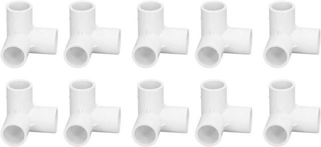 10-częściowe 3-drożne złączki rurowe z PVC, kolanko 90 stopni, łącznik T, średnica wewnętrzna 20 mm