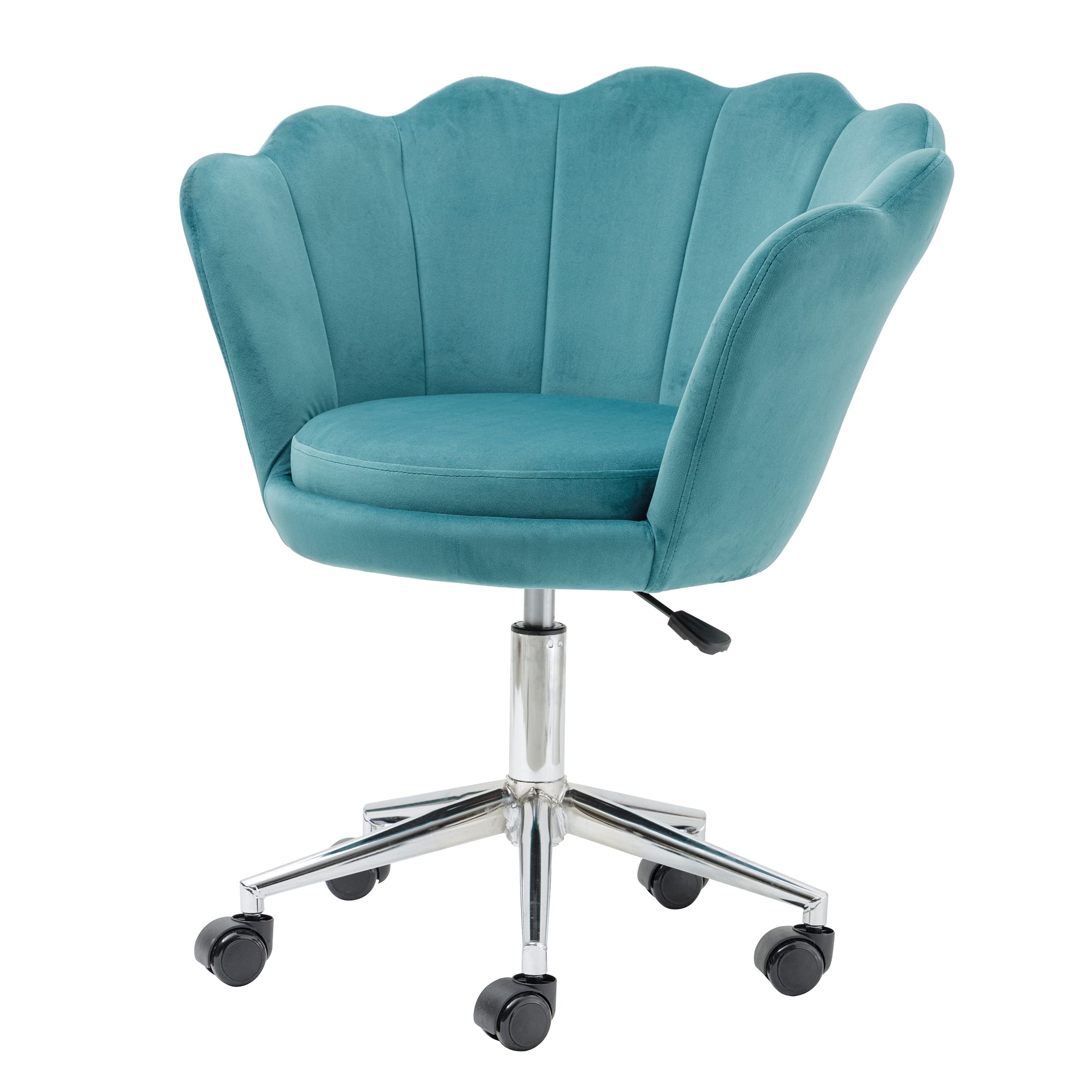 Poltrona Girevole Baroni Home In Velluto Rosa - Con Ruote E Altezza Regolabile | Per Scrivania O Relax, 69x71x84 Cm - Foto 3