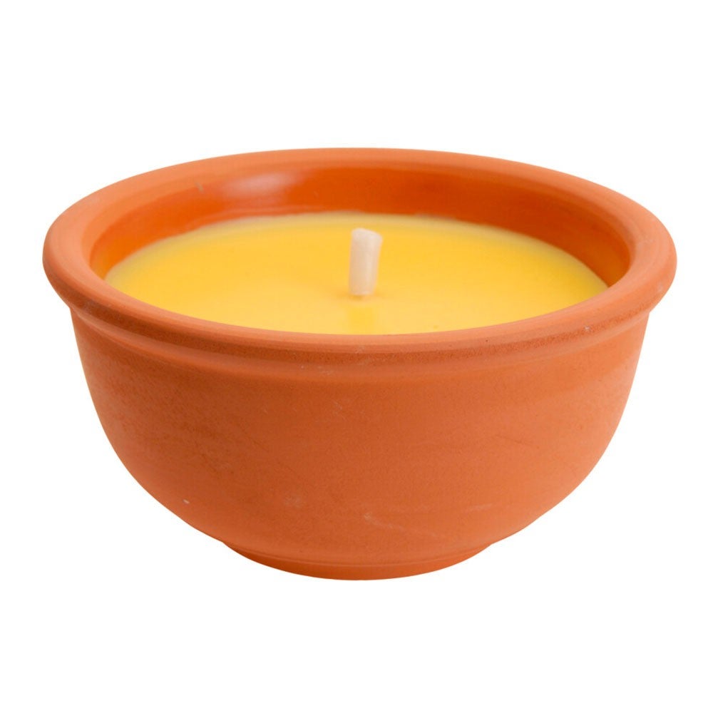 Bougie Citronnelle Fornor - Pot Argile - Anti-Moustiques 6h - Décoration Extérieur - Présentoir