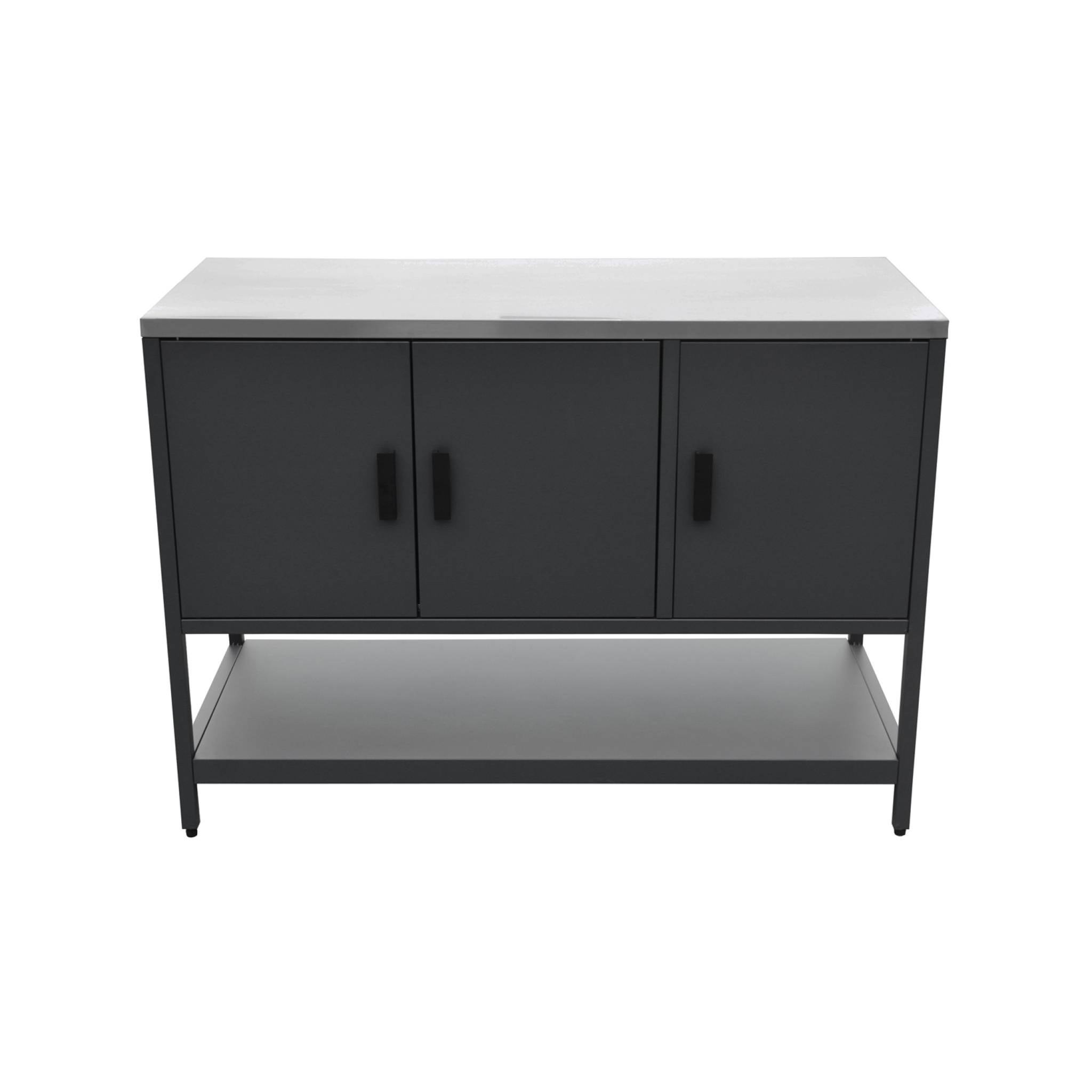 Cozinha externa em aço 3 portas e 1 prateleira, 120cm, Naxos, Preto, 120x51x87 cm - 5