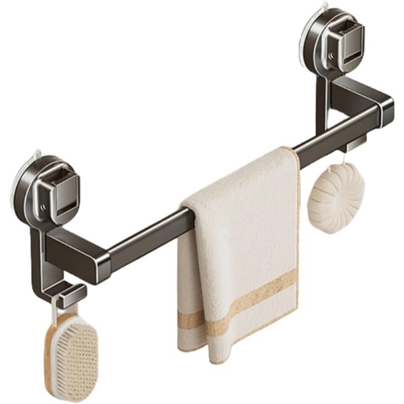 Wieszak na ręczniki z przyssawką, zdejmowany wieszak na ręczniki łazienkowy, ścienny, pojedynczy drążek, szary pistoletowy, 40 cm