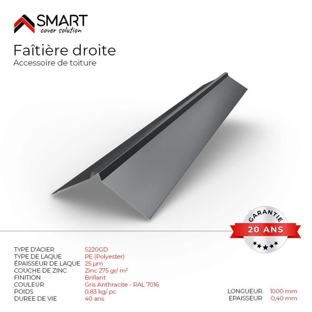 Profilé D'angle Pour Toit Plat EXCOLO - Aluminium 0.8mm, Gris RAL 7016, 2m - Joint Et Finition De Rive