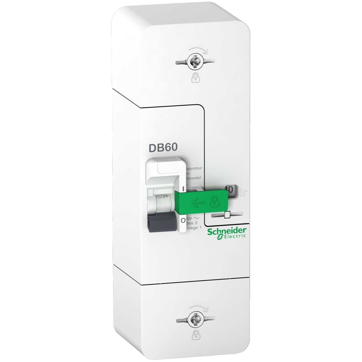 Disjoncteur de branchement DB60 Resi9 - 1P + N - 60 A - 2,4 kA - Non différentiel - 2