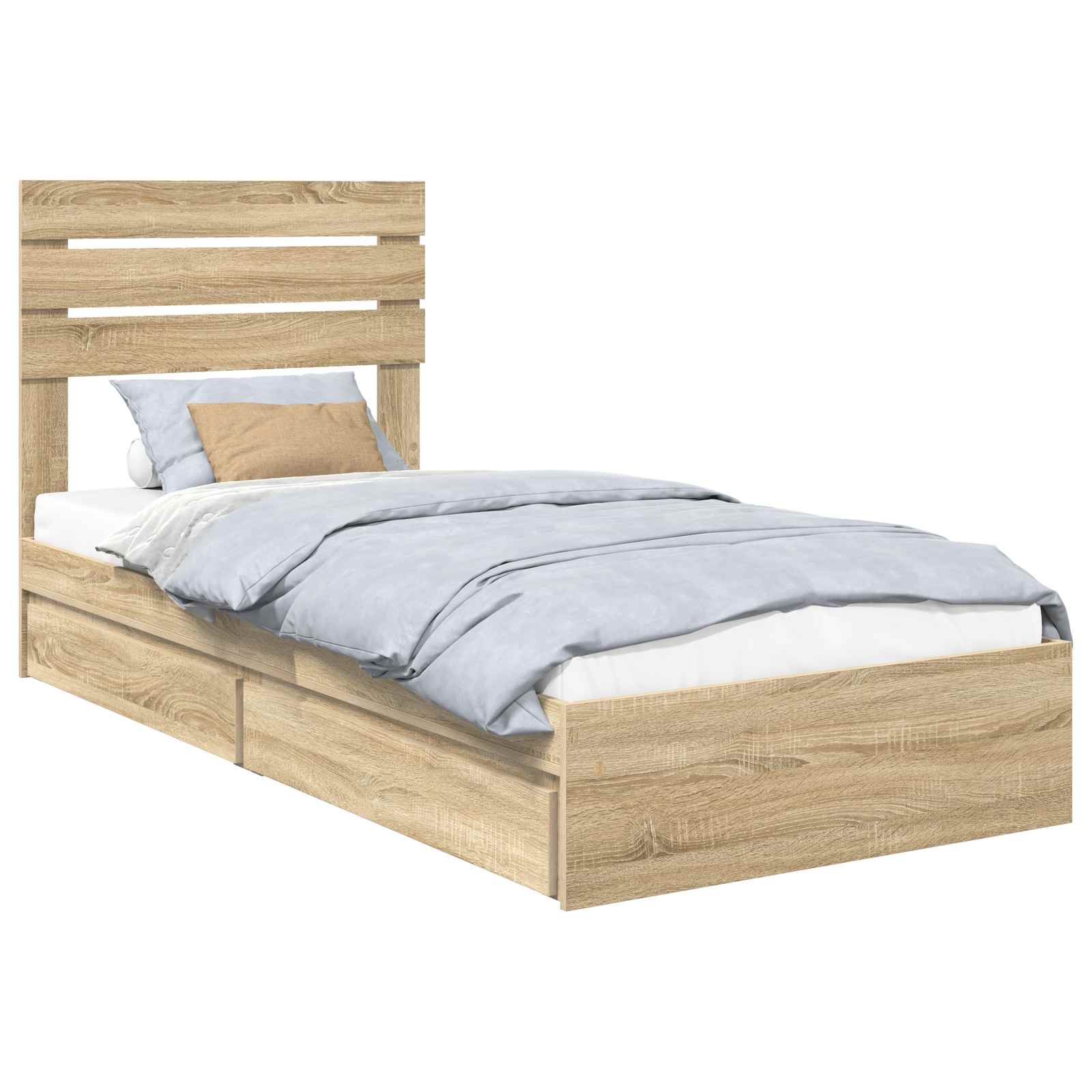 Lit de rangement chêne 75 x 190 cm panneau de bois - 2