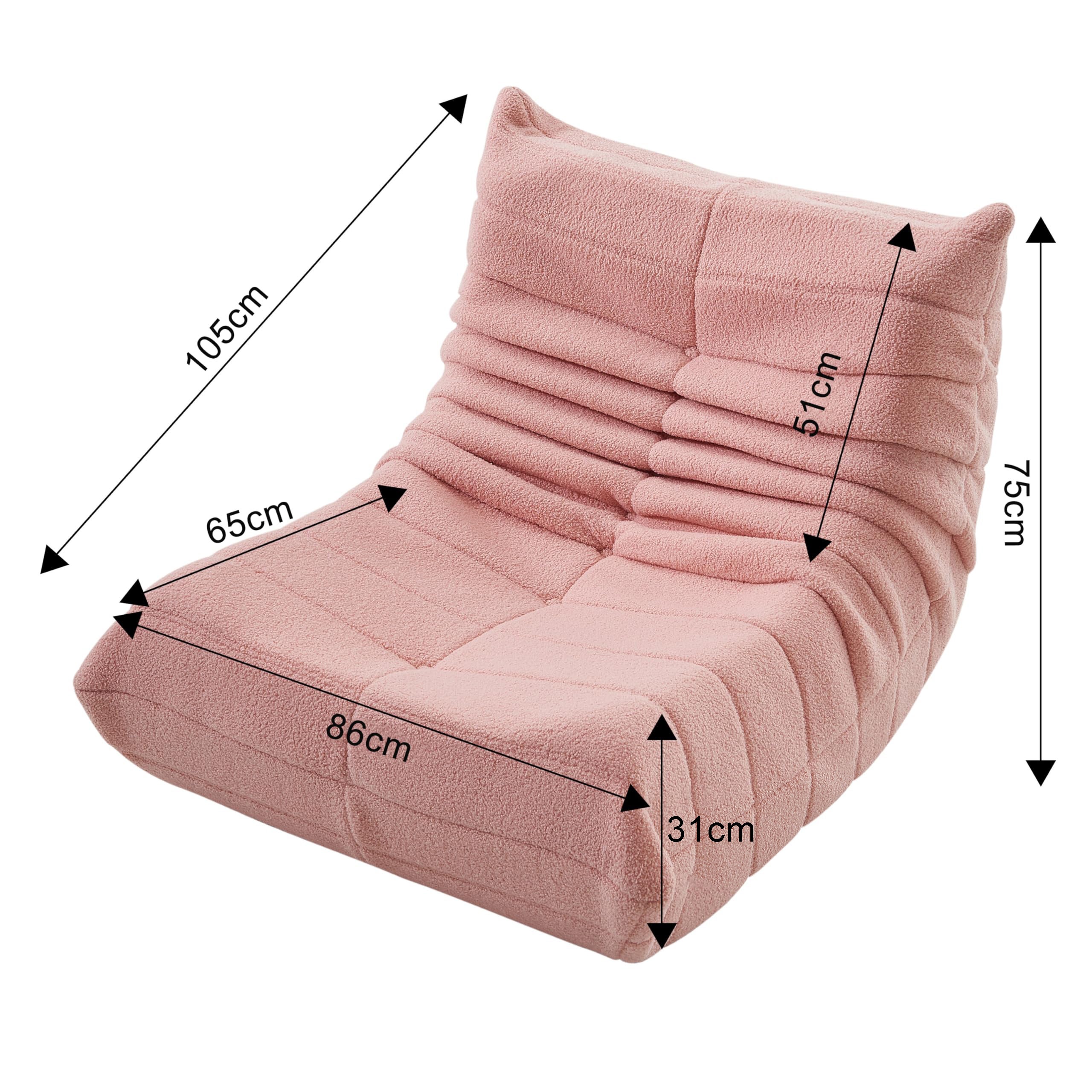 Pouf géant - Canapé de sol avec dossier - Fauteuil de lecture d'intérieur confortable XXL - Pour salon et chambre à coucher - 86 x 105 x 75 cm - Rose - 3