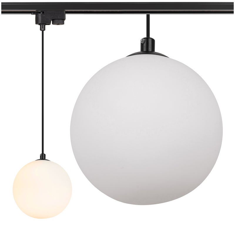 Lampa szynowa wisząca BIAŁA KULA klosz mleczny G9 na szynoprzewód Oprawa szklana 12cm OZDOBNA na kablu - LEDHOFF