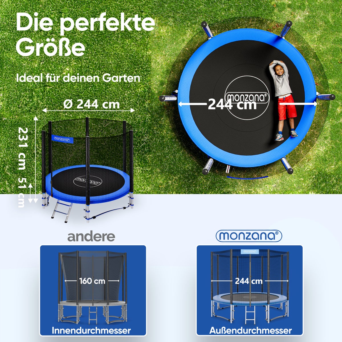 conjunto de trampolim de 8 pés com rede de segurança com certificação de segurança TÜV Rheinland - 5
