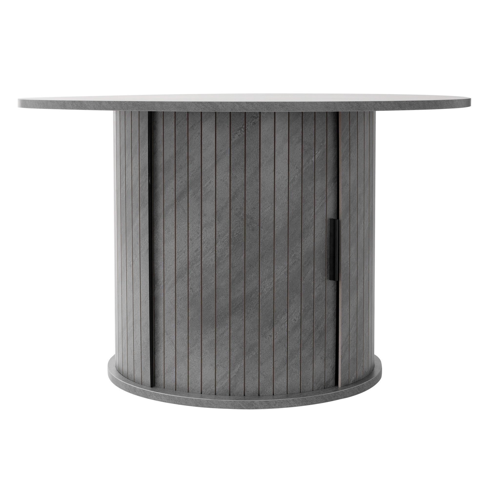 ML-Design okrągły stolik kawowy 80x80x50 cm beton szary z przesuwanymi drzwiczkami pojemny nowoczesny stolik do salonu kawy herbaty serwowanie - 2