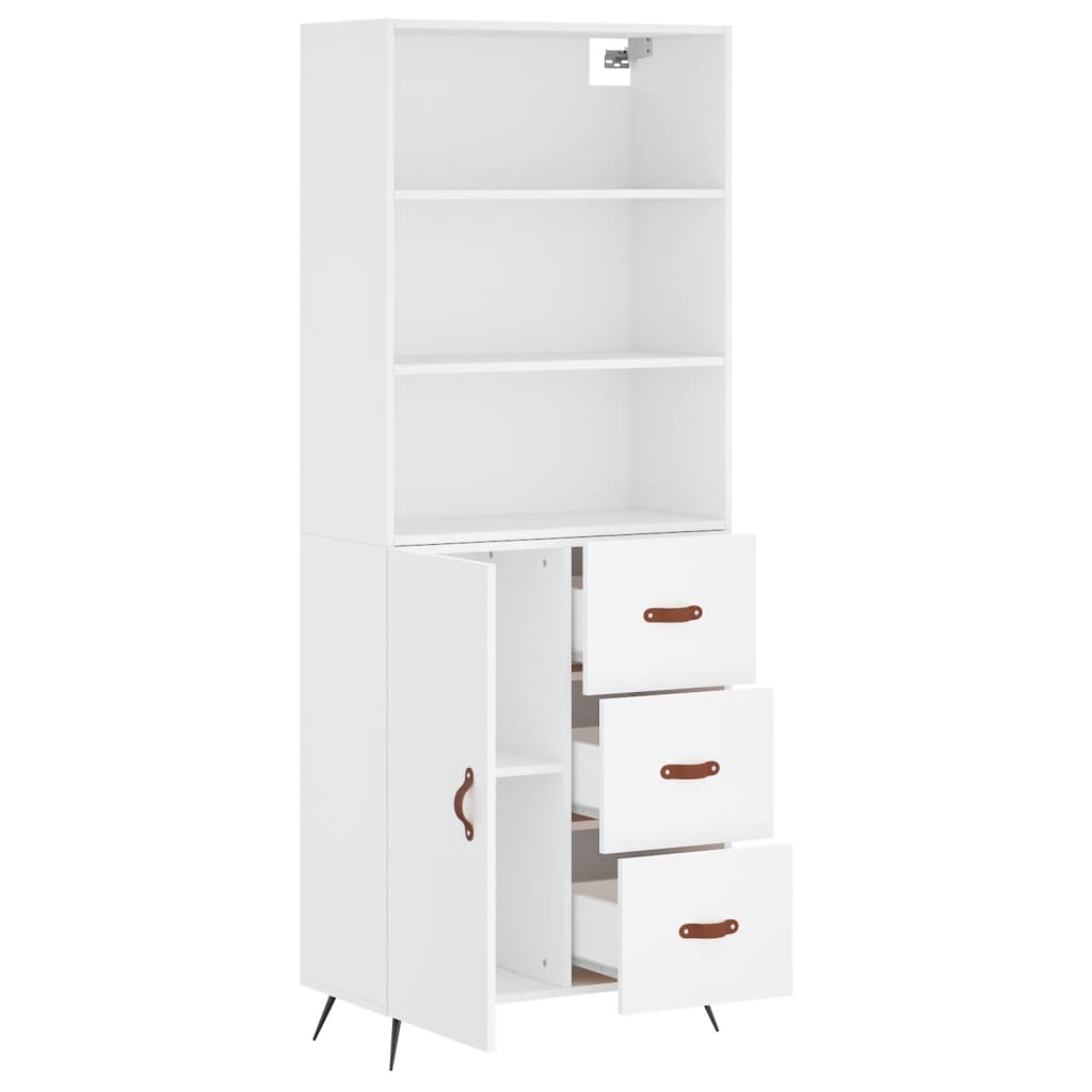Buffet haut Blanc 69,5x34x180 Bois d'ingénierie - 4
