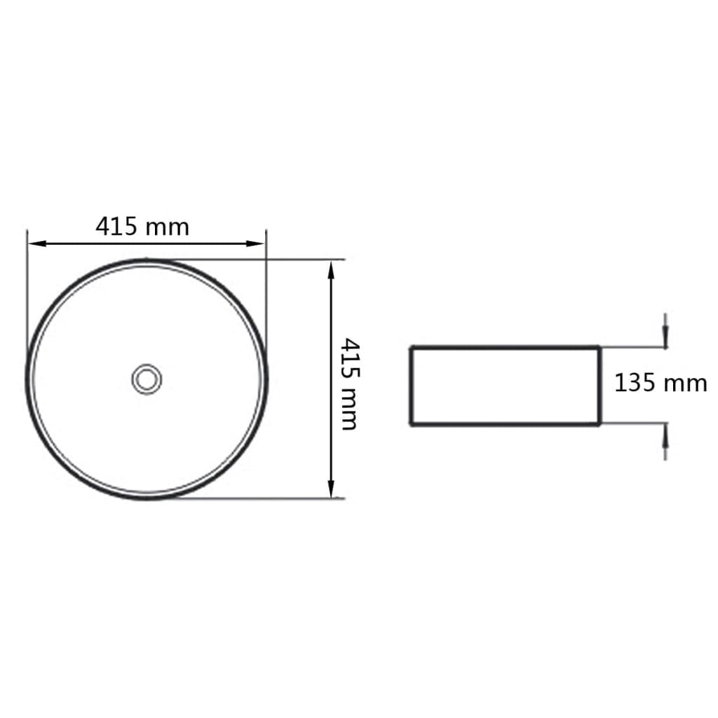 Lavabo ronde Céramique Blanc 41,5 x 13,5 cm vidaXL - 3