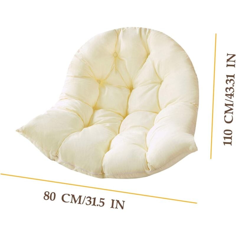 Coussin De Balancelle Imperméable Et Épais - Coussin De Dossier Pour Balancelle De Jardin Uniquement - Coussin Anti-Salissures(beige Blanc, 80x120cm) - 2