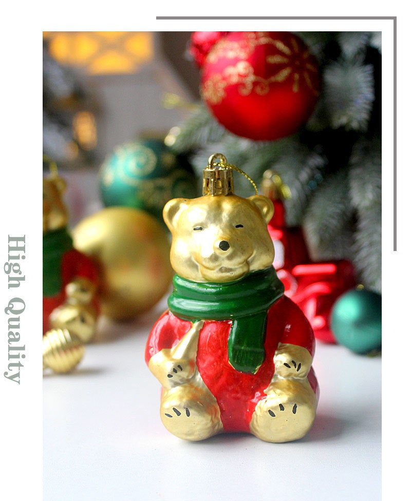 Adorno navideño de oso - Adorno navideño rojo y verde irrompible para árbol de Navidad - Juego de decoración para árbol de Navidad 2025 - 4