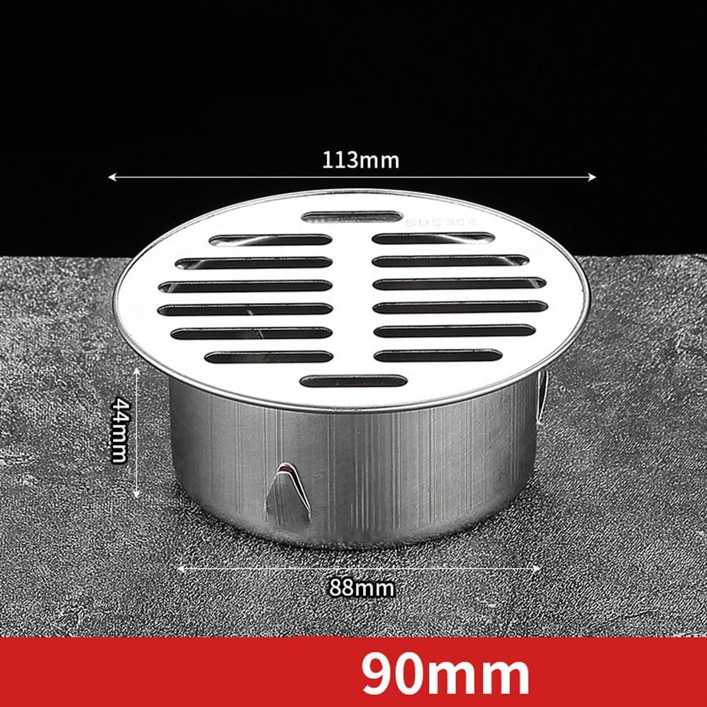 Ralo de piso redondo de aço inoxidável de 90 mm, antibloqueio, para telhado externo com grande deslocamento para jardim - 2