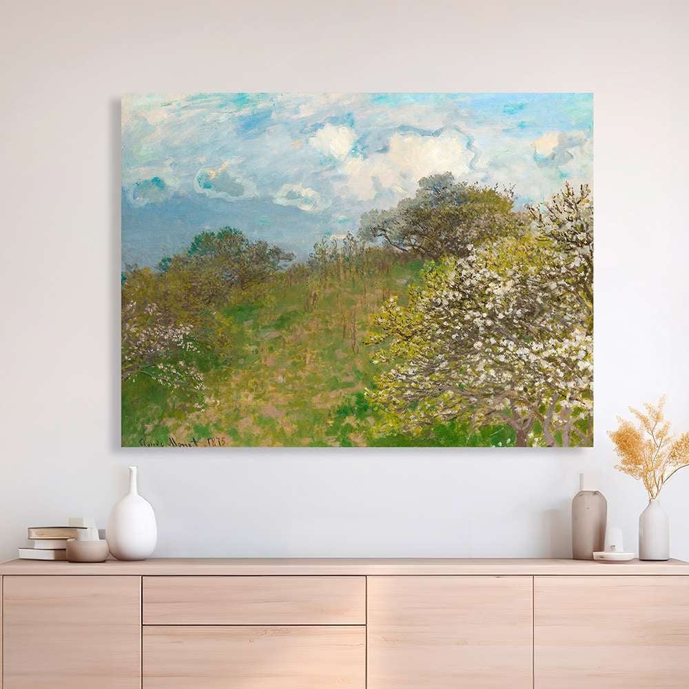 Tableau impressionniste Claude Monet, impression sur toile - Printemps - 80x60 cm - 3