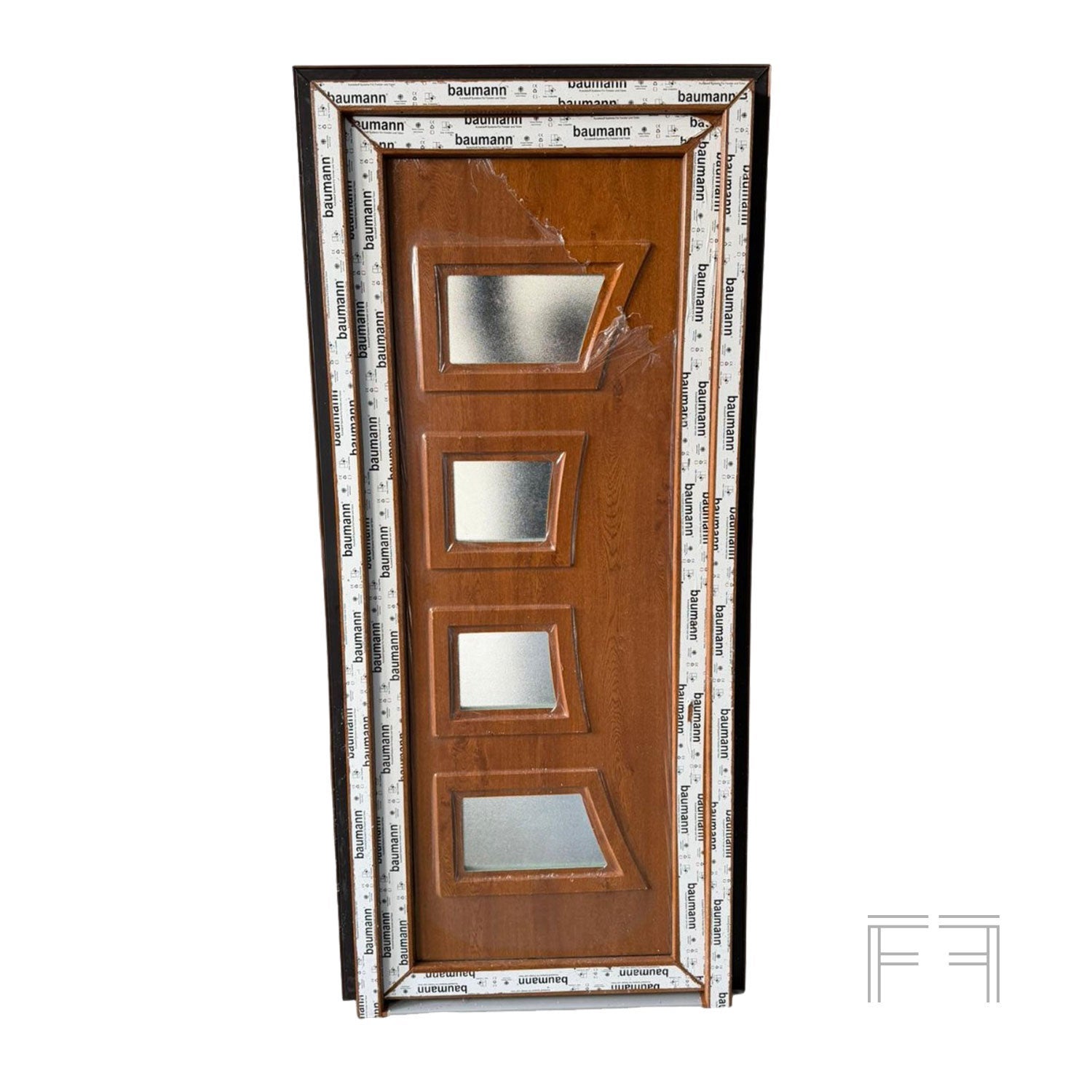 Puerta de entrada roble MG1 en PVC L90x H210, Apertura de tirar a la derecha (vista interior) - 6
