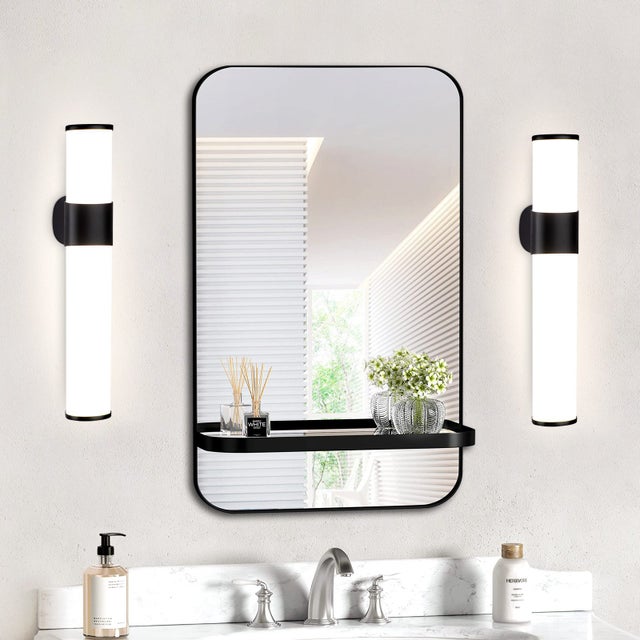 ZMH Oświetlenie łazienkowe LED lustro 6W czarne, montaż ścienny do łazienki 30 cm