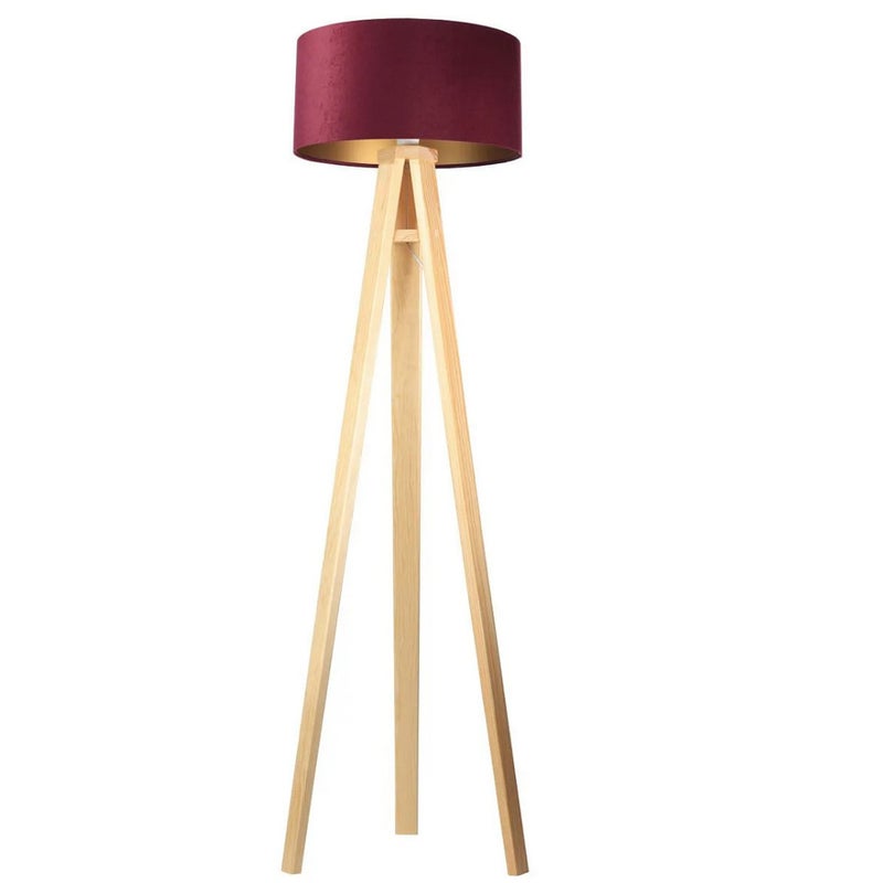Lampa stojąca HOME 40 bordowa/złota/sosna