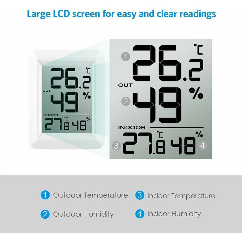 Thermomètre intérieur et extérieur, thermomètre connecté avec capteur — free download
