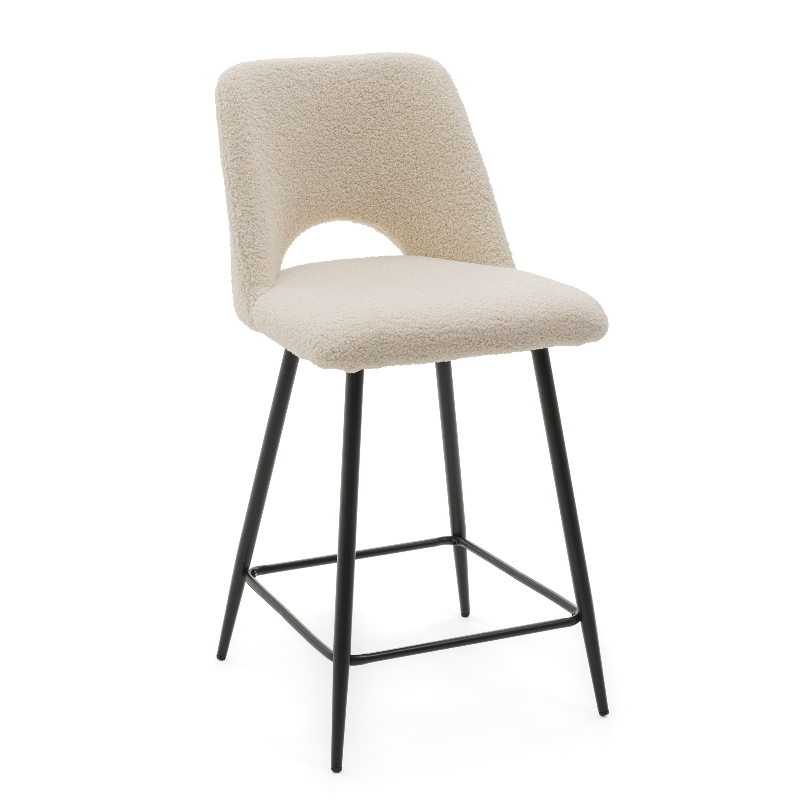 Hoker tapicerowany boucle teddy do salonu jadalni barowy ORO jasnobeżowy ecru