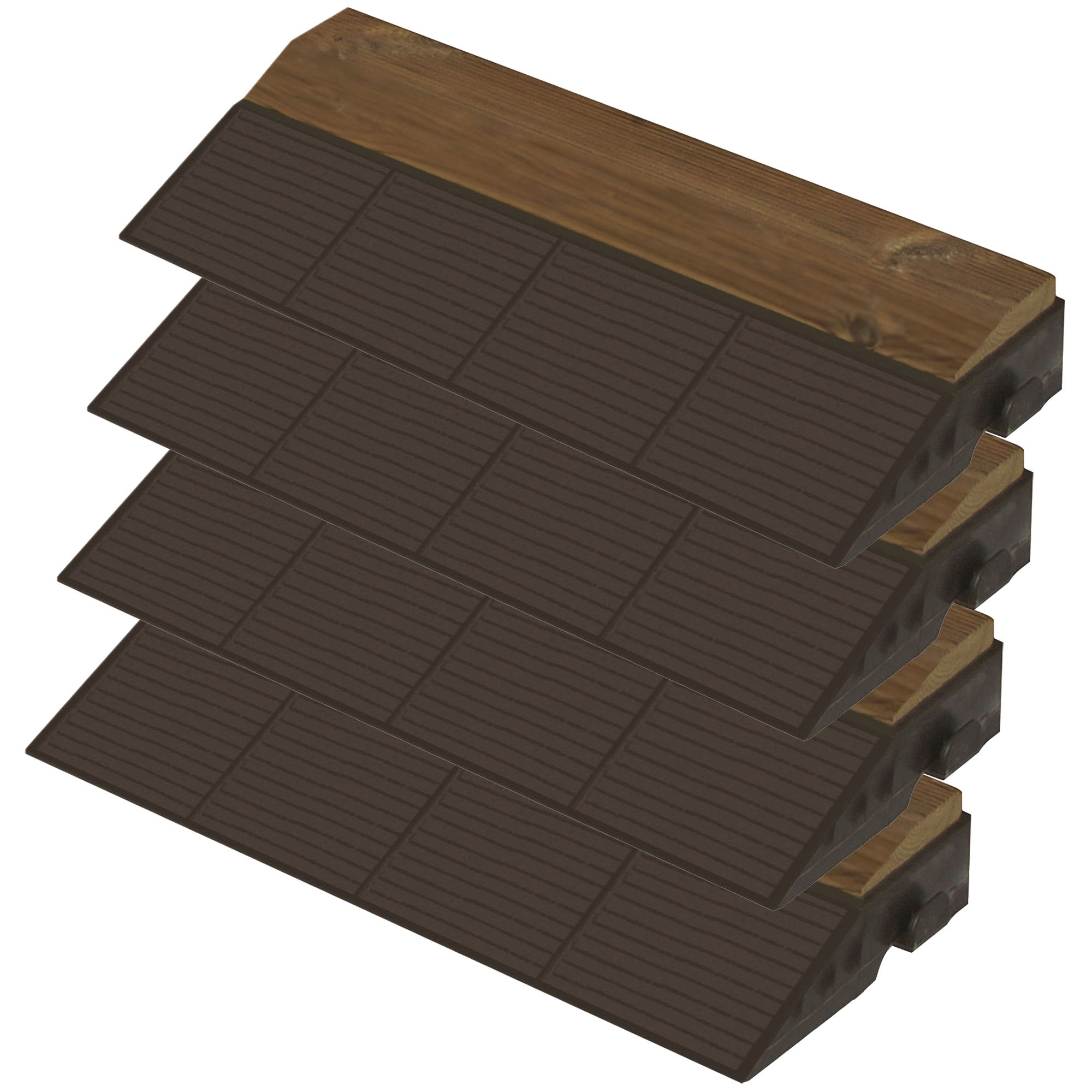 Pack 4 x remates en madera de 39x19,5x6 cm acabado hembra, finalización combi-wood - madera