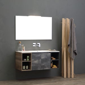 Mobile Bagno Kiamami Valentina 60cm Sospeso - Con Portasciugamani Grigio E Specchio - Foto 2