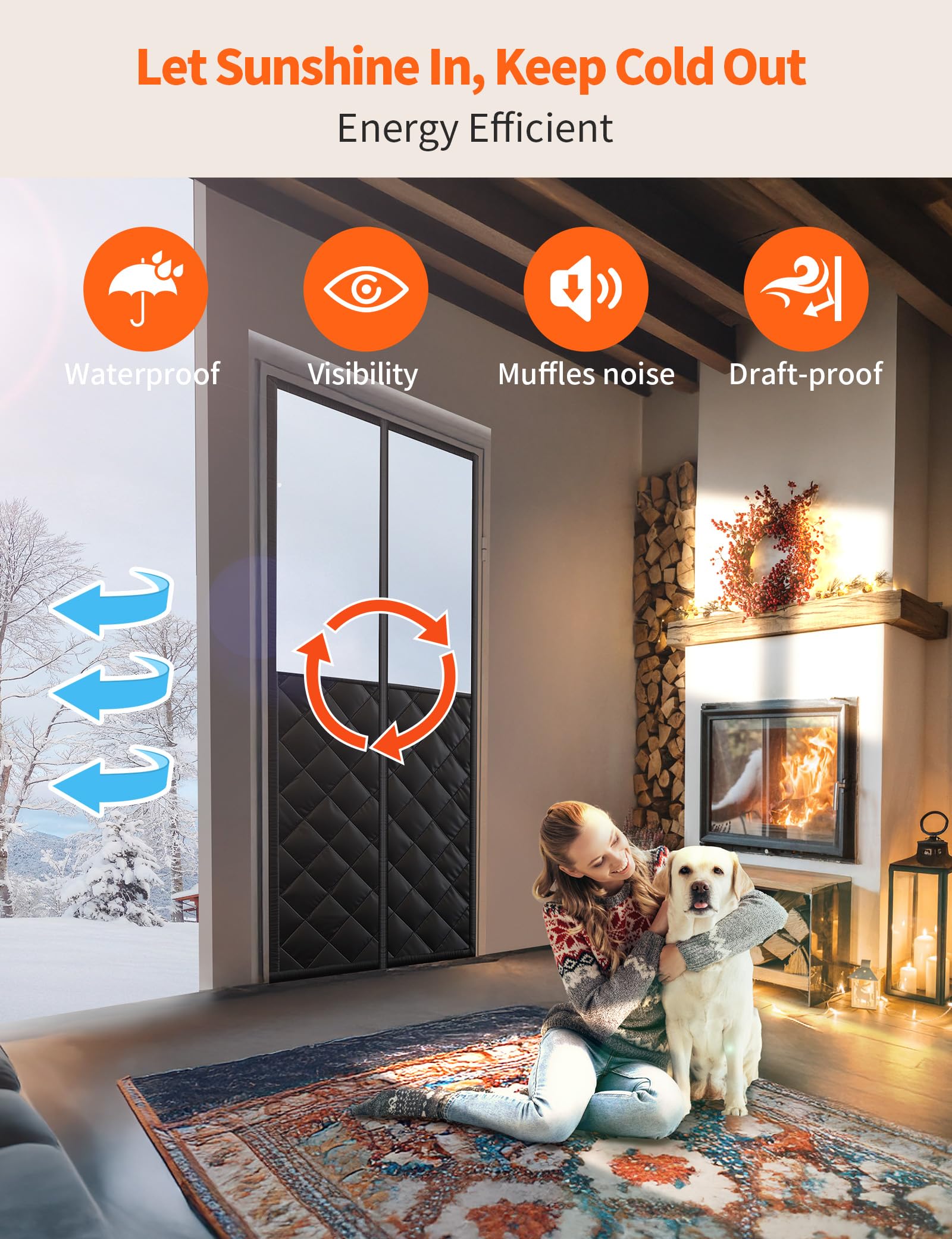 Rideau De Porte Magnétique Thermique 90 X 200 Cm - Coupe-Vent - Pour