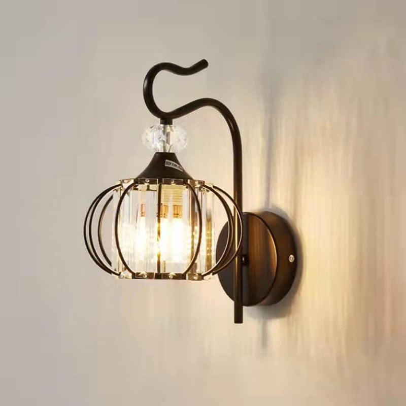 Nowoczesny kinkiet w stylu industrialnym z metalu i szkła w stylu retro, lampa ścienna E27, oświetlenie wewnętrzne do sypialni (żarówka nie jest dołą
