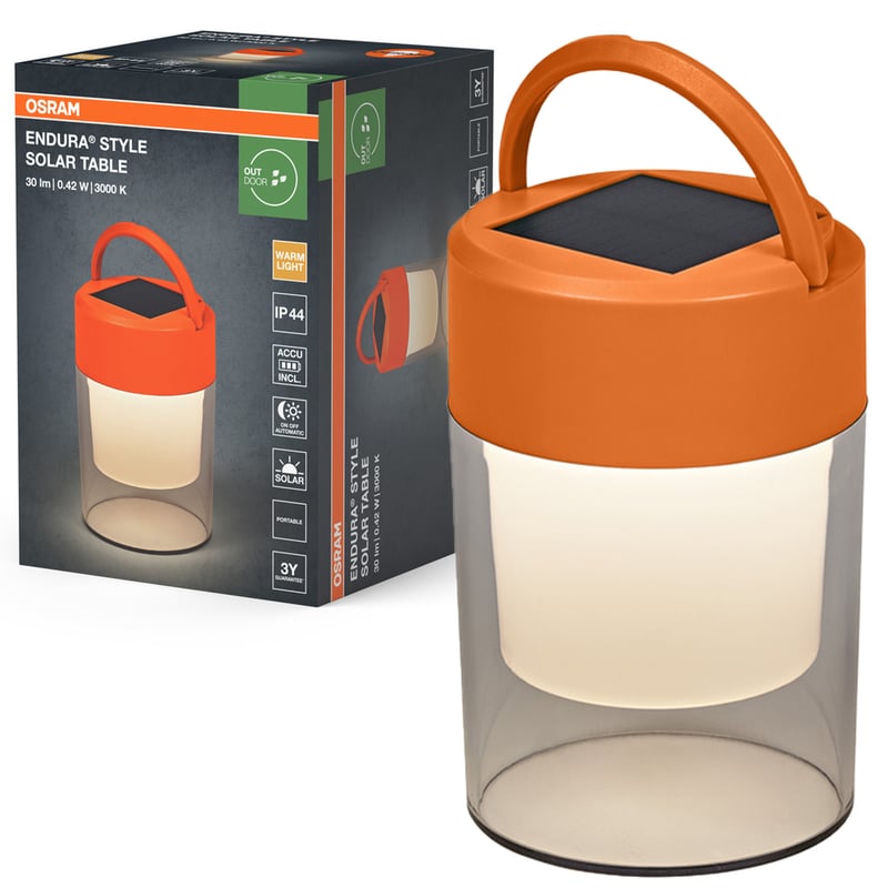 Lampa Solarna Osram LED Ogrodowa Stojąca Latarenka 0.42W 20lm 3000K Ciepła biel Ściemnialna Pomarańczowy IP44 1 szt.