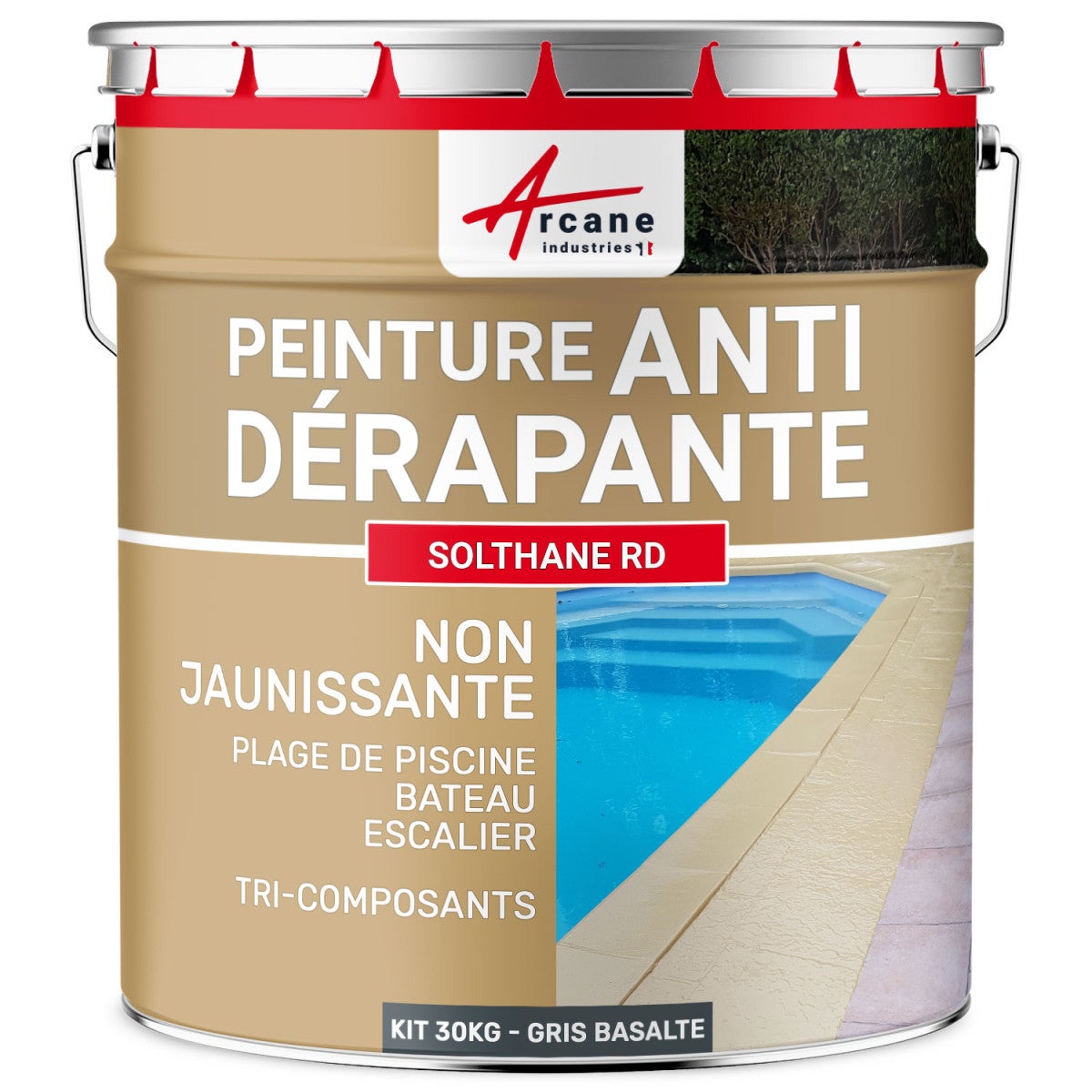 Vernice antiscivolo esterno: per pavimenti e bordo piscina - SOLTHANE - 156 - 30 kg Beige - RAL 1001 - ARCANE INDUSTRIES - 5