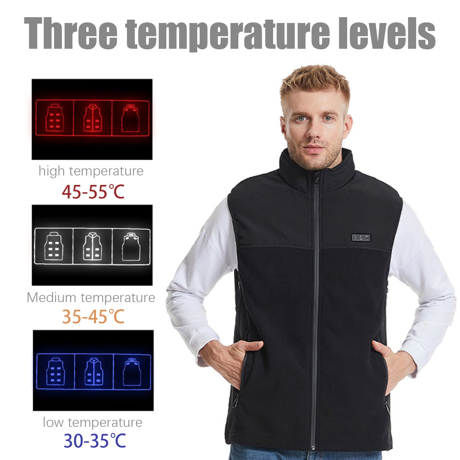Gilet riscaldato 13 zone di riscaldamento Nero M/L - 5