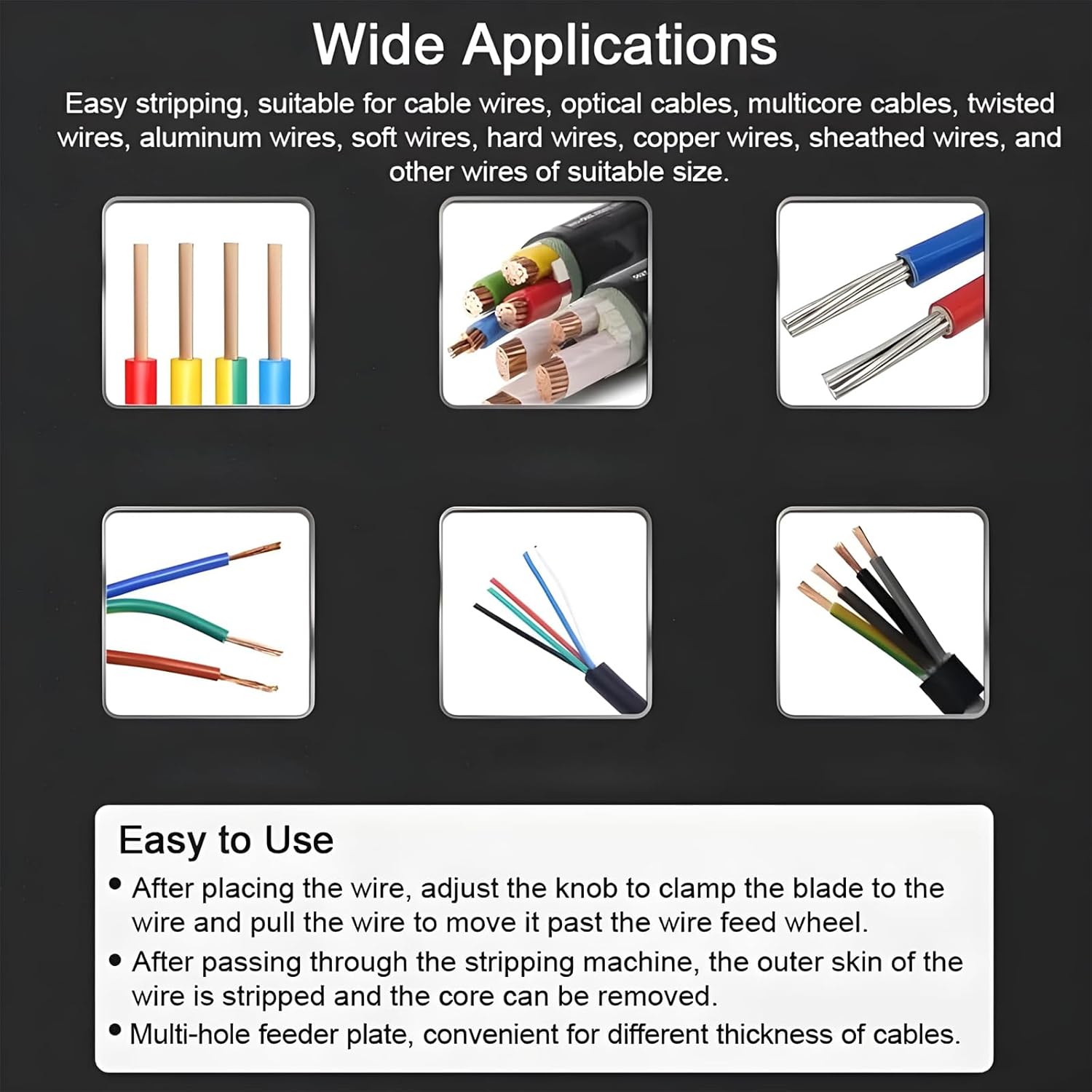 Denudeuse de Cable Electrique Dénuder avec Réglage, Machine Manivelle à Dénuder Fils, 1-25 mm Dénudeur Câble Electrique Manuel, Cuivre Pince à Dénude - 5