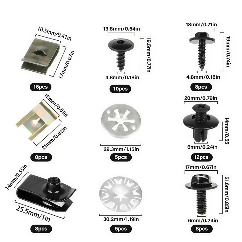 Set Misto Clip A Vite Metalliche A U Per Auto – Fissaggi Rapidi Con Vite Anti-allentamento - 4